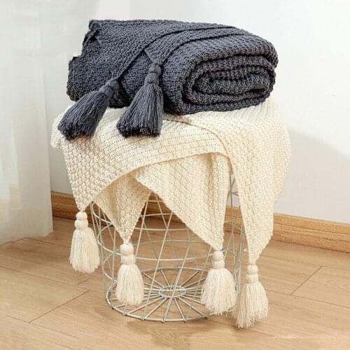 Nordic style sofa blanket cover blanket office siesta shawl blanket knitted wool blanket leisure tassel air conditioning blanket