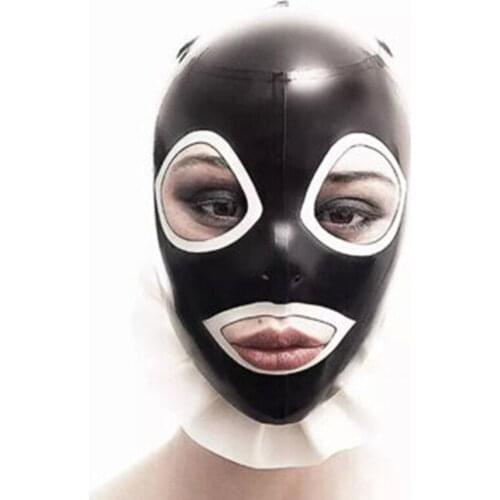 Handmade sexy lingerie exotic black latex unisex women lace chiffons hoods customize size cekc zentai tight mask fetish costumes