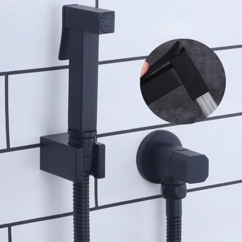 Bidet Mixer Faucets Black Brass Single Cold Toilet Corner Valve Handheld Sprayer Hygienic Shower Head Wash Car Pet Airbrush Taps