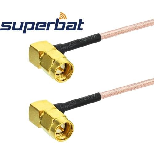 Superbat SMA Plug Right Angle to SMA Male Right Angle Patch Lead RG316 20cm RF Cable Assembly for GSM 4G LTE Wi-Fi GPS Antennas