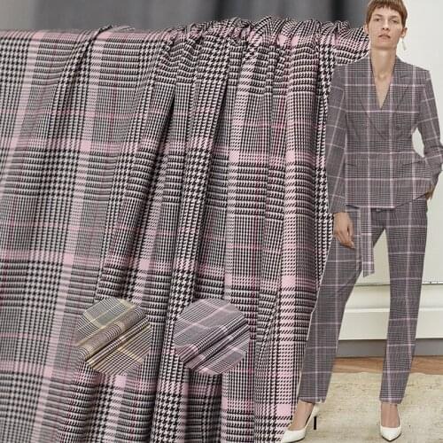 The Cloth Japanese Yarn Dyed Houndstooth Worsted Wool Fabrics Materials Autumn Women Suits Pants Sewing Cloth Freeshipping