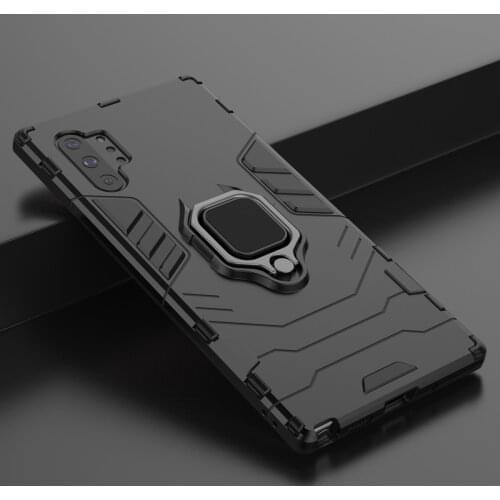 For Samsung Galaxy Note 10+ Case Armor PC Cover Finger Ring Holder Phone Case For Samsung Note10 Plus Cover Shockproof Bumper