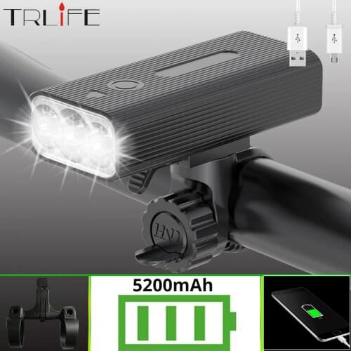 TRLIFE LED Bicycle Lights USB Rechargeable 5200mAh Bike Front Light 3L2 1200 Lumens Flashlight Waterproof LED Bicycle Headlight