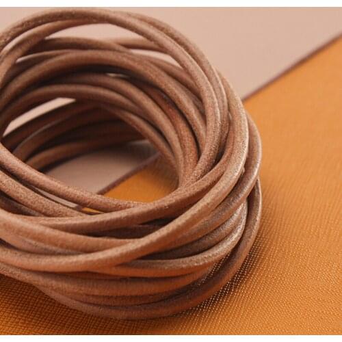 Genuine Leather Cord 1-5 Meters String Lace Rope Natural Veg-tan Leather Strap Strings Woven Rope Necklace 1-5mm