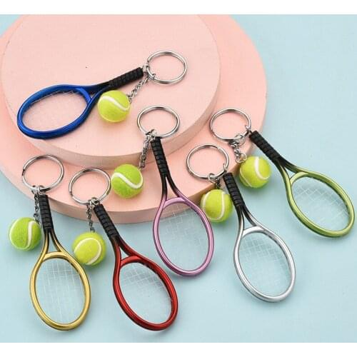 WANGLUFEI Cute Simulation Mini Tennis Keychain with Ball Tassel Pendant Keyring For Women Bag Pendant Phone Accessories Gifts