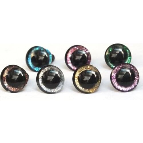 30pcs 9mm/12mm/14mm glitter safety eyes for toy/Plastic safety eyes +washer/7 color can choose