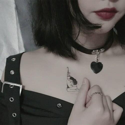 Trendy Leather Collar Necklace Women Jewelry Punk Gothic Love Heart Pendant Female Chain Clavicle Necklace Hot Nightclub Bijou