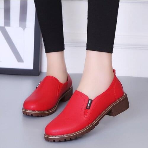 2019 New Style Women Shoes Round Toe Oxford Shoes Woman PU Women bullock Casual Shoes Slip on Retro Free Shipping Big Size