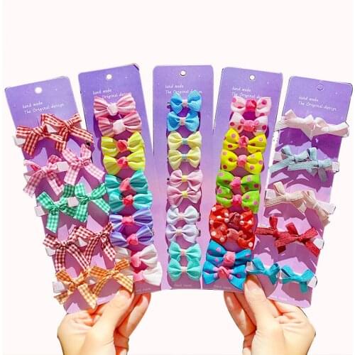 10PCS/Set Grosgrain Ribbon Hair Bows Colorful Bow Hairpins Hair Accessories Cute Small Hair Claws Mini Hair Pin for Girls Kids