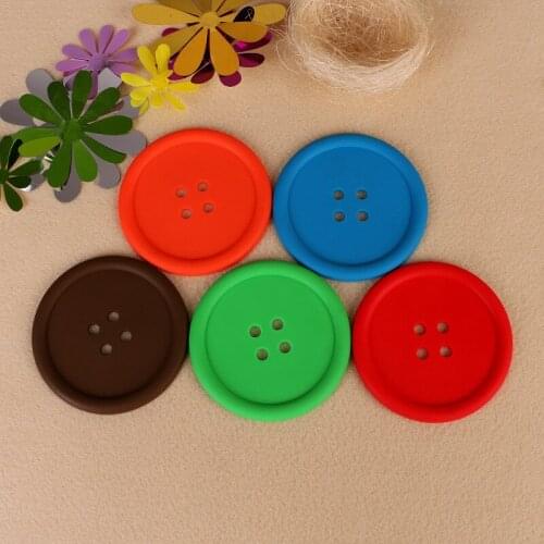 10pcs PVC soft coaster, creative home and living supplies, round silicone coaster, Korean cute button coaster