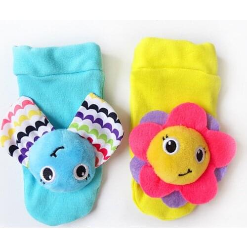 2PCS Baby Rattles Cute Soft Plush Toy Wrist Band Watch Band Bed Bells/Baby Hand Bells/Infant Appease Toys Newbron Gift