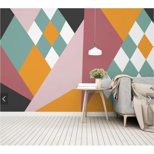 Custom 3D papel de parede, Geometric Square Triangle Mural For Living Room Sofa TV Background Wall Home Decor Wallpaper