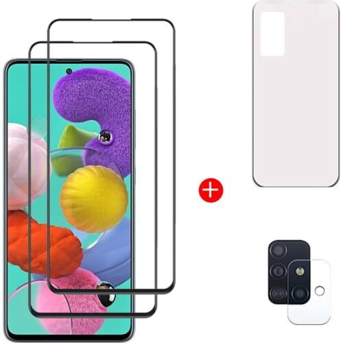 4 IN 1 Full Cover Front Tempered Glass For Samsung Galaxy A51 Back Hydrogel Film Screen Protector For Samsung A71 Lens Film