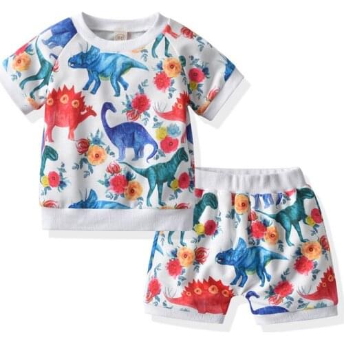 9M-6T Children Summer Clothes Set Cotton Tshirt+shorts 2-piece Suit Kids Baby Boys Girls Short Sleeve Suit Baby Clothing Outfits