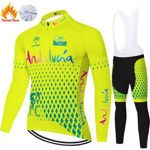 Andalucia Winter Thermal Fleece Uomo Traje Invierno Ropa Camisa Masculina Maillot Hombre Equipamento De Ciclismo Jersey Ciclismo
