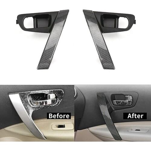 Car Carbon Fiber Interior Door Handles Base Interior Door Handle Cover Trim for Nissan Qashqai J10 2007-2015
