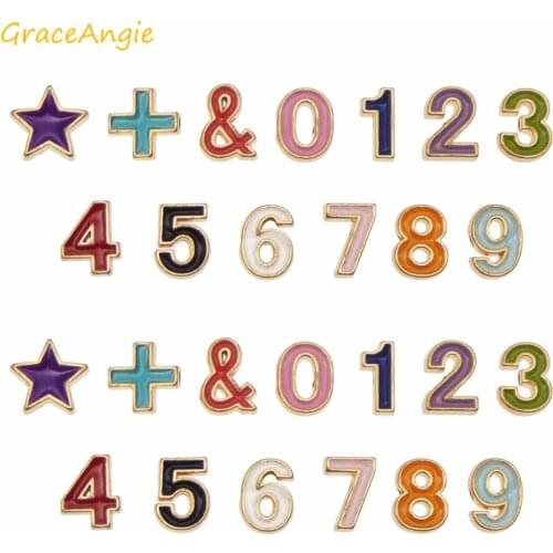 13PCS/Set Number 0-9 symbol Beads For Bracelet Jewelry DIY Accessories Enamel Charms Alloy Necklace Pendants Earrings Handmade