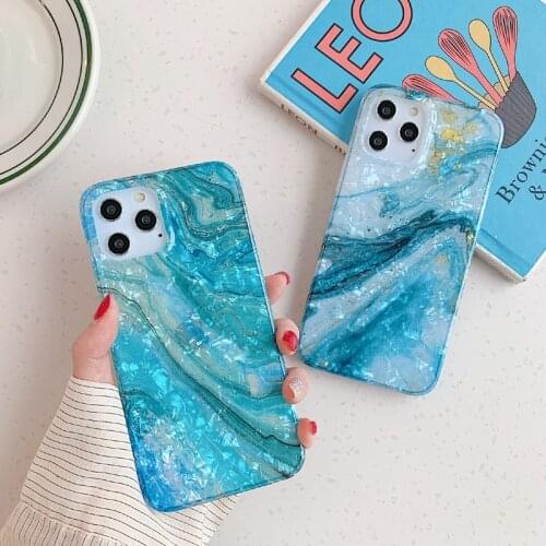 Exquisite Blue Marble Texture Phone Case for iPhone 11 12ProMax XS MAX XR Capa Soft TPU Back Cover for iPhone X 8 7 6S Plus Case