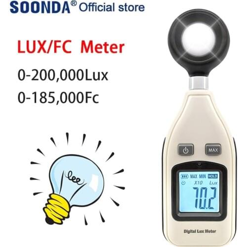 Digital Photometer Enviromental Testing Lux Meter 200,000 LUX Light Meter Pocket Illuminometer Lux FC Luminance MAX MIN Tester