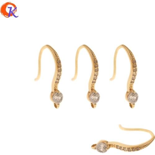 Cordial Design 30Pcs 3*15MM Jewelry Accessories/CZ Earring Hooks/Hand Made/Genuine Gold Plating/DIY/Jewelry Findings & Component