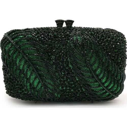 Designer Green/Silver Rhinestone Crystal Clutch Bag Evening Purse And Diamond Female Mini Phone Shoulder Messenger Handbags