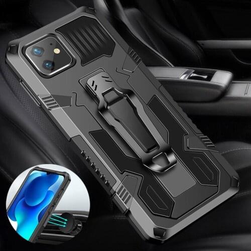 Dual-Layer Rugged Armor Magnetic Phone Case for iPhone 12 11 Pro Max 6 6S 7 8 Plus XR XS Belt Clip Shockproof Protective Cover