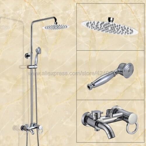 Bathroom Rainfall Shower Faucet Set Mixer Tap With Hand Sprayer Wall Mounted Bath Shower Sets Single Handle Krs336