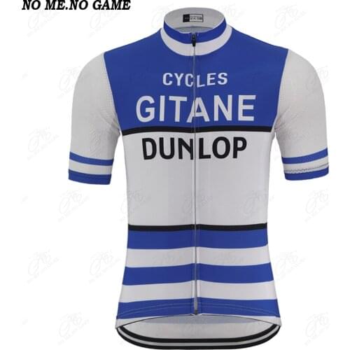 Retro Cycling Jersey Mens Summer Short Sleeve Blue Stripe Bicycle clothes Road Bike Shirt Mountain Bike Clothing NO ME NO GAME