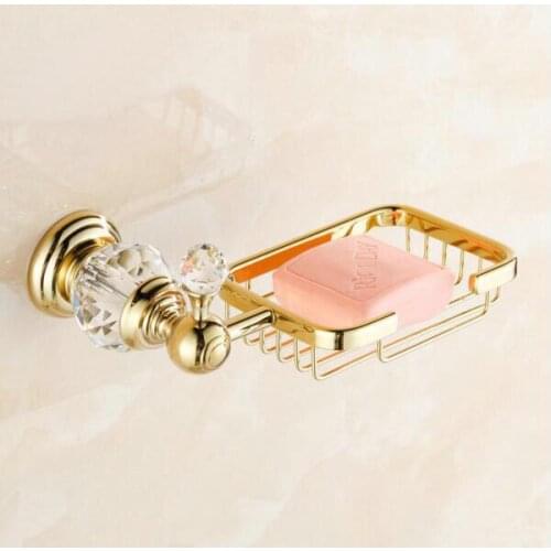 Crystal & Brass Gold Bathroom Accessories Soap Dishes / Soap Holder/Soap Case ,Free Shipping LB1081
