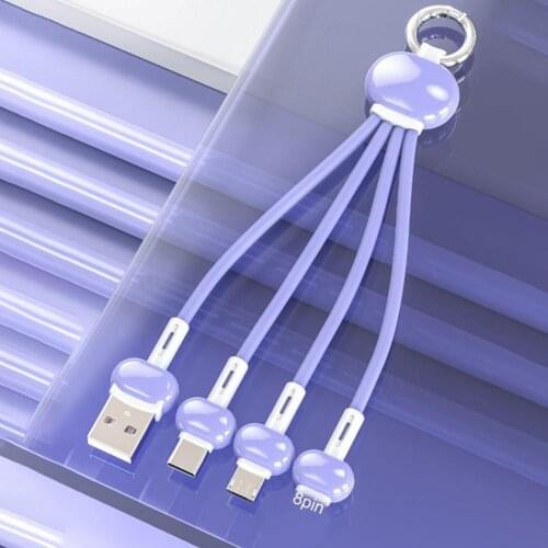 3.4A Keychain 3 in 1 USB Type C Cable Fast Charge Cable for iPhone 11 XR 8 Charger Cable 5A 4 in 1 Micro for Xiaomi Redmi Note 9