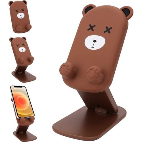 Kawaii Cute Cartoon Foldable Adjustable Cartoon Animal Cell Phone Holder for Desk Portable Universal Desk Laptop Phone Stand