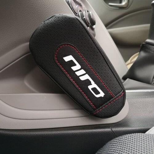 Leather Thigh Support Knee Pad Car Door armrest pad Interior Car Accessories For Kia Niro