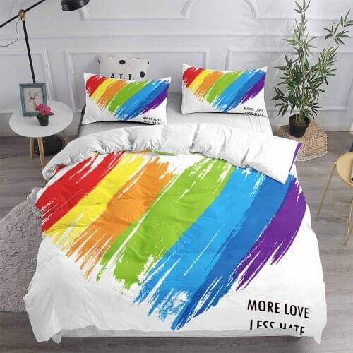 Rainbow 3D Printing Bedding Set Warm Heat Shape Duvet Cover Sets Comforter Bed Linen Twin Queen King Single Size Dropshipping