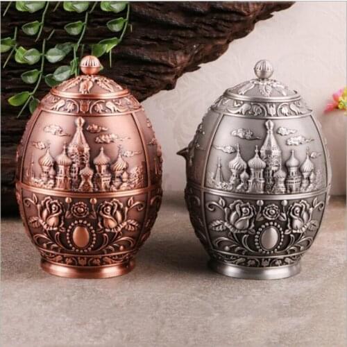 Creative Carved Egg-Shaped Storage Box Iron Box Tea Pot Tea Container Tea Storage Box Cyg02