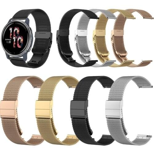 Metal Stainless Steel Mesh Belt Watchband Strap For Garmin Venu 2 Venu2 / Venu Sq / Vivoactive 3 / 4 45mm Watch Band Bracelet