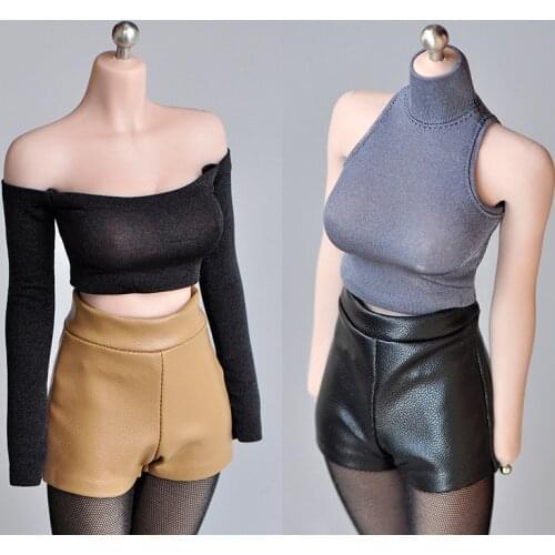 1/6 Female Soldier Model Accessories 12-Inch Movable Doll Tbl Plastic Body Ph High Waist Elastic Leather Shorts