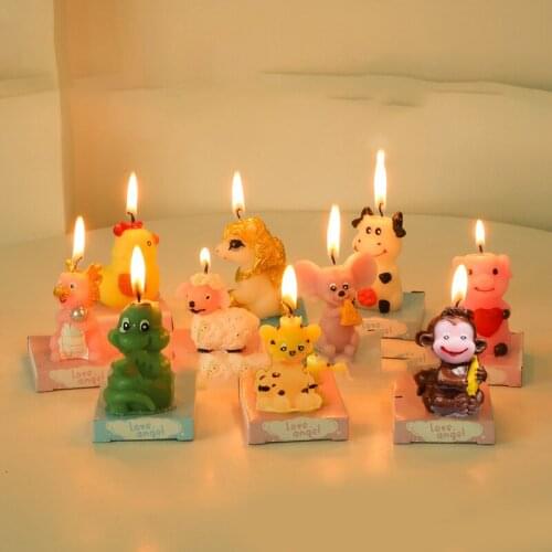 Cartoon Birthday Candle 12 Zodiacal Animals Shape Birthday Cake Candle Valentines Wedding Party Smokeless Candles Celebration