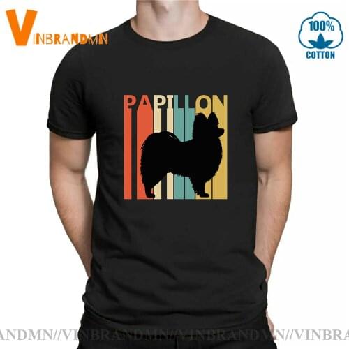 Latest Desgin Vintage Funny Papillon Dog T shirt men Cute Animal print Retro 1980s Gift tee shirt Dog lover birthday tshirt
