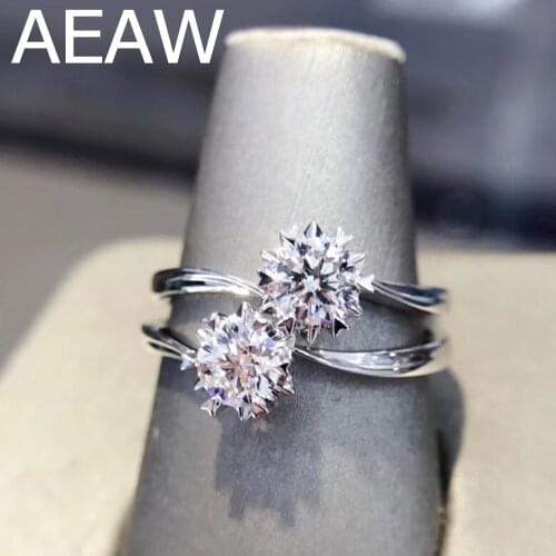 GIA Round Natural Diamond Engagement Ring Real 18k White Gold 0.4ctw Natural Diamond Wedding Ring