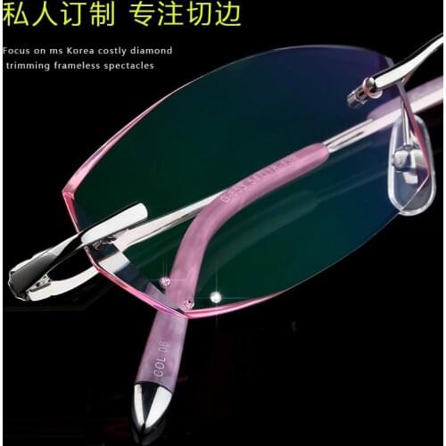 Diamond female models diamond trimming glasses rimless titanium glasses frame myopia frames containing lenses 66