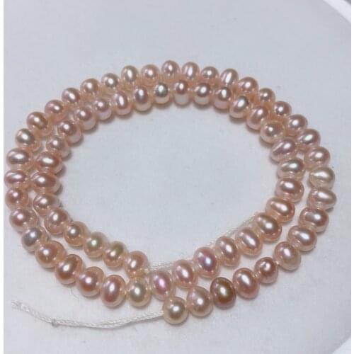 Wholesale 4PCS New Fashion Simple Natural 5-6MM Light purple A Nearly circular pearl loose beads DIY 15.5"