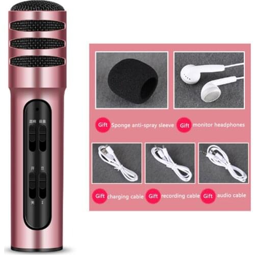 Handheld Microphone Phone K Song Condenser Microphone Universal K-Live Portable Smart Microphone with sound card