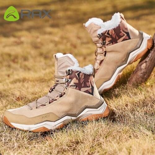 RAX Waterproof Hiking Shoes Men Winter Outdoor Sneakers for Men Snow Boots Plush Mountain Snowboots Outdoor Tourism Jogging Shoe