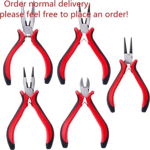 Jewelry pliers Punching forceps DIY accessories hardware tools pink vise black round head sharp mouth wire cutting pliers