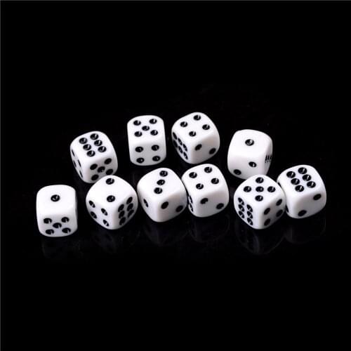 Six Sided Round Corner Opaque Dice RPG Standard Gambling Games Pips Cube Funny Toy White Playing Dices Set HOT SALE