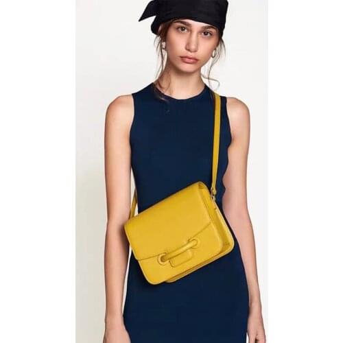 Japanese niche envelope bag simple and versatile real cow leather buckle chic small square bag bean curd bag womens slant bag