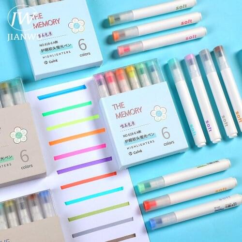 JIANWU Multicolor Highlighter Large Capacity Ink Oblique Head Marker Scrapbooking Diary Decorative Fluorescence Pen Stationery