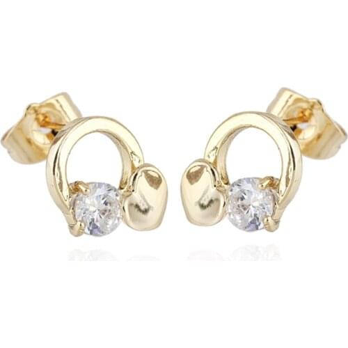 Love & Annie Cute Cubic Zirconia Heart Stud Earrings for Women Girls Small Earrings Gold Color Fashion Jewelry Love Gifts