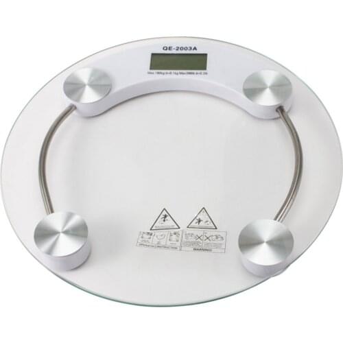 LCD Electronic Weighing Scale 180kg Glass Digital Body Weight Portable 33cm Diameter Home Bathroom Body Scales