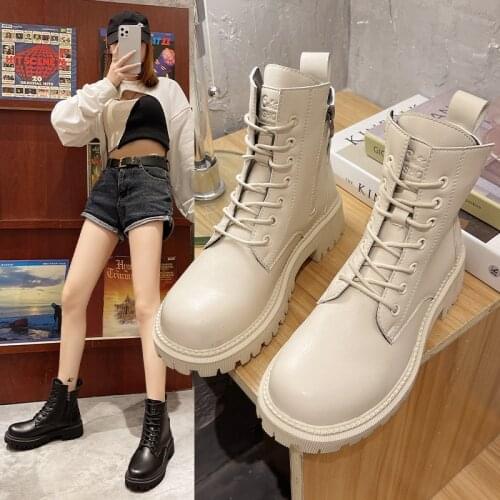Winter Women Retro Martin Boots Breathable High-top Sports Shoes Height Increased Female Ankle Boots Military Platform Boots